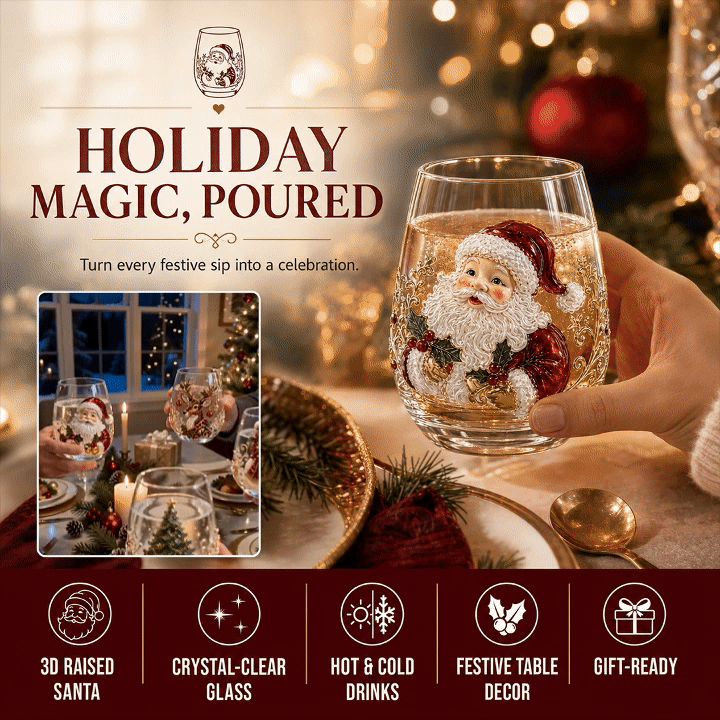 🔥 Flash Sale -  Raised 3D Christmas Art Glass Cup