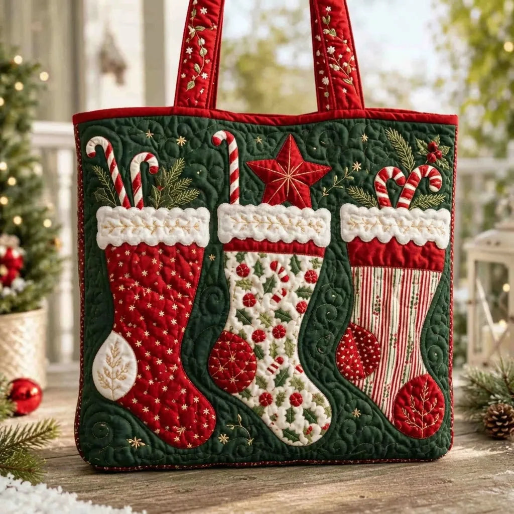 Quilted Christmas Shoulder Tote Bag – 12 Designs