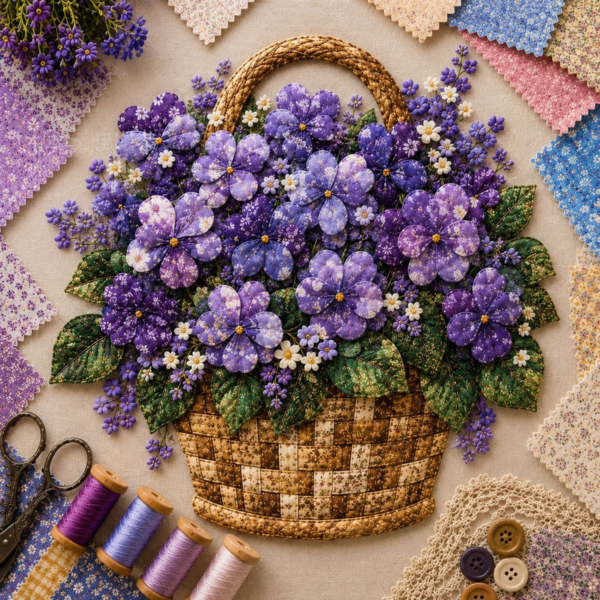 DIY Patchwork Bird & Flower Basket Hanging Ornament Kit