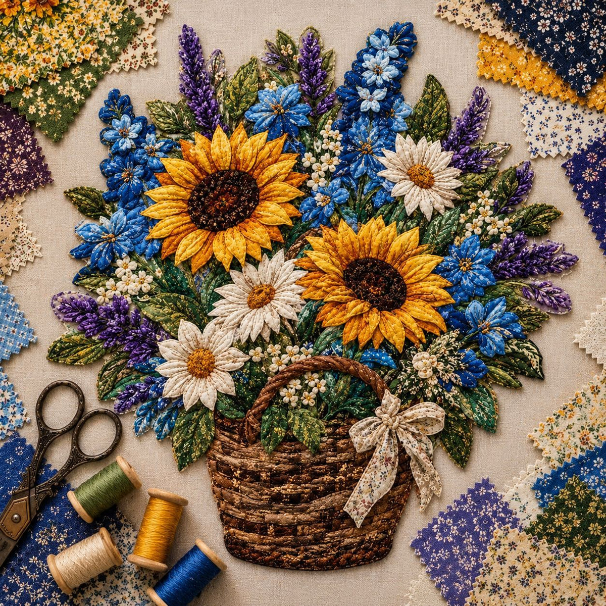 DIY Patchwork Bird & Flower Basket Hanging Ornament Kit