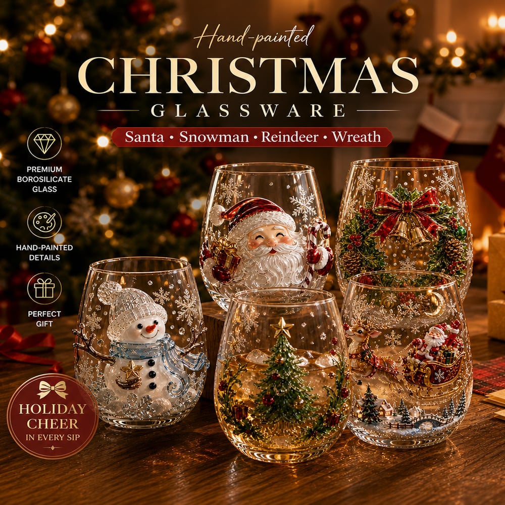 🔥 Flash Sale -  Raised 3D Christmas Art Glass Cup