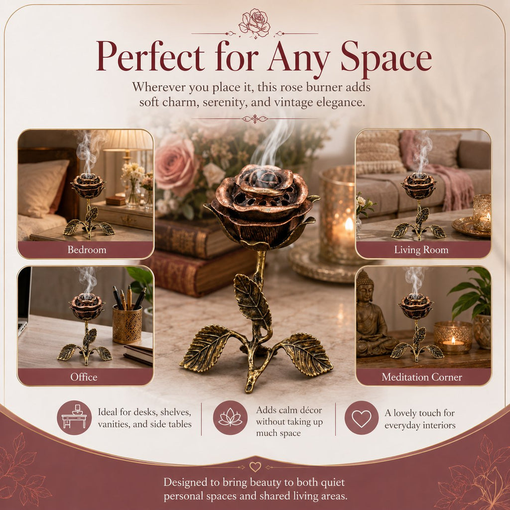 🌹💕 Vintage Rose Incense Burner – A Thoughtful Gift for Meditation & Relaxation Lovers ✨🕯️