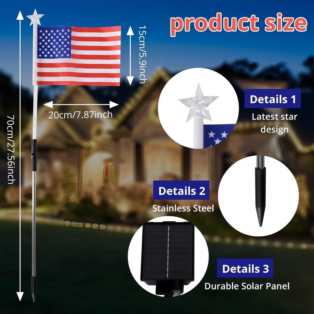 8 Pack Solar Flag Lights 4th of July Decorations Outdoor