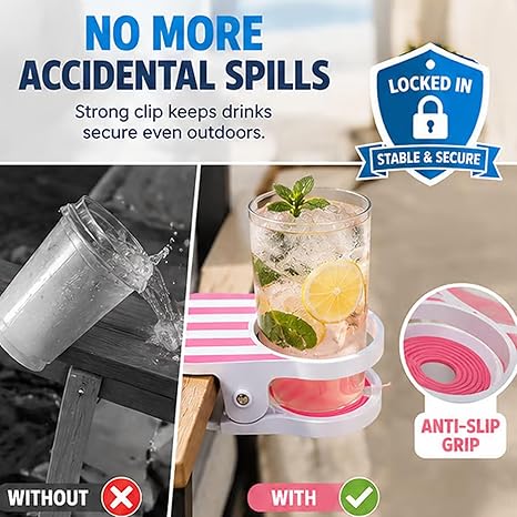 Portable Clip-On Beverage Holder – Universal & Spill-Proof