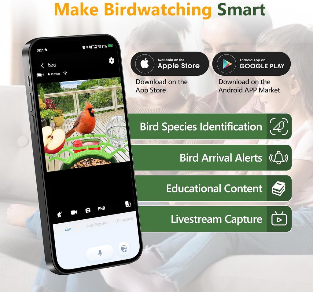 Centvicam Smart Bird Feeder with Camera – 2K HD Live View