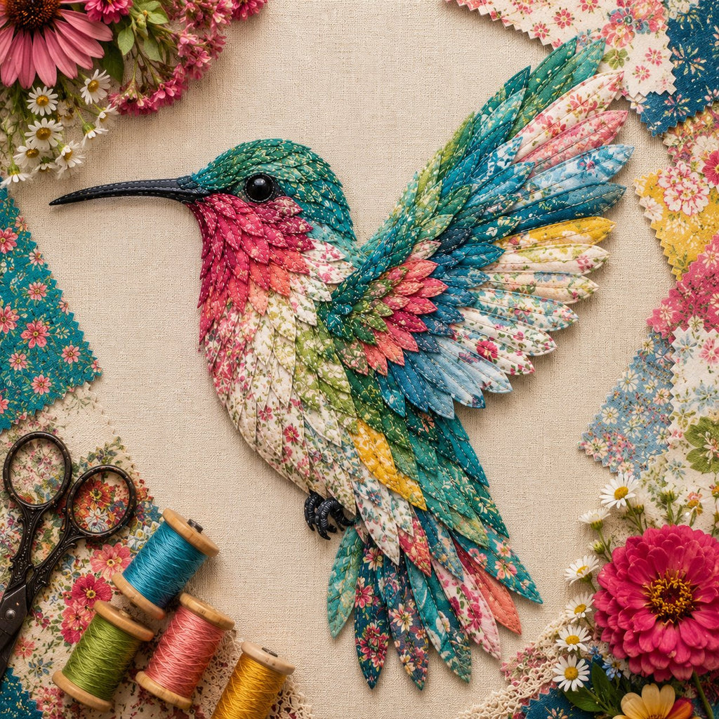 DIY Patchwork Bird & Flower Basket Hanging Ornament Kit