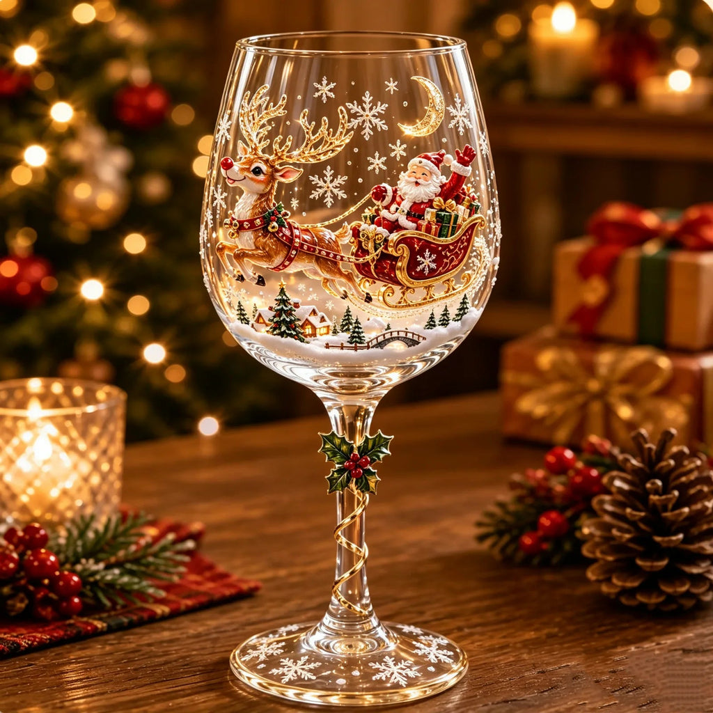 🔥 Flash Sale - Handcrafted 3D Christmas Wine Glass Collection