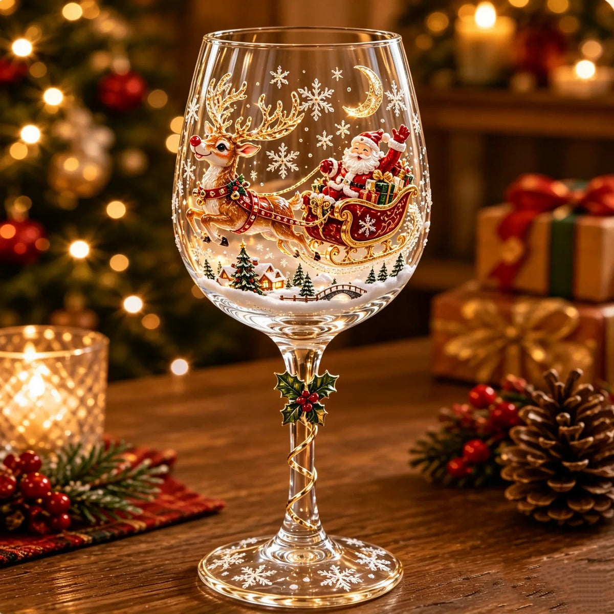 🔥 Flash Sale - Handcrafted 3D Christmas Wine Glass Collection