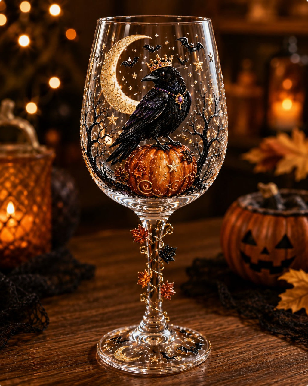 Halloween 3D Stemmed Wine Goblet