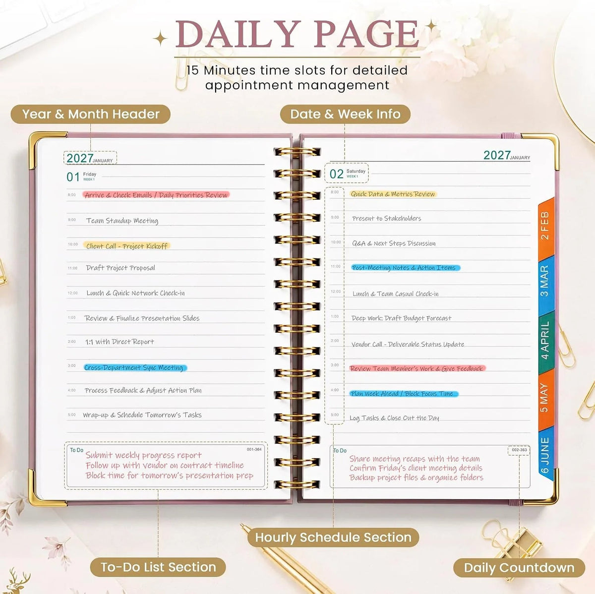 2027 A5 Deer Spiral Planner – 160 Sheets