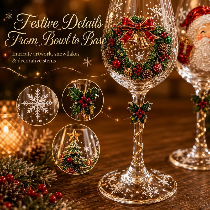 🔥 🥂Christmas 3D Wine Glass Collection Gift Box Set ✨