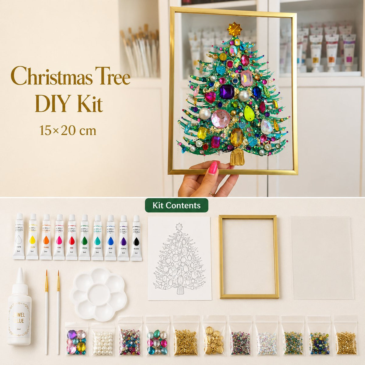 DIY Jeweled Christmas Art Frame Kit – 8 Designs
