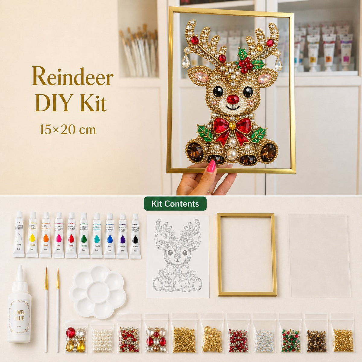 DIY Jeweled Christmas Art Frame Kit – 8 Designs