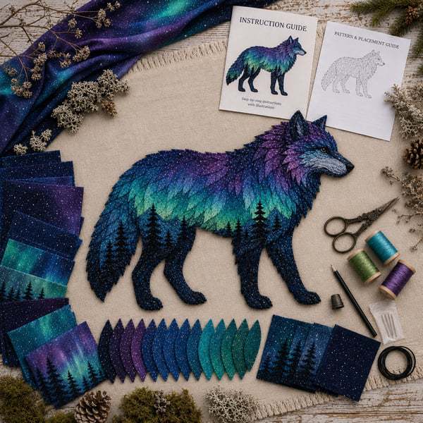 Northern Lights Wildlife Patchwork Art Kit