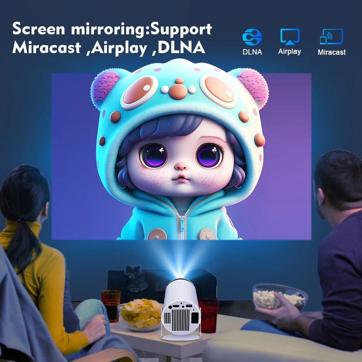 HY300 Pro Smart Mini Projector – Android 11 & 180° Flexible