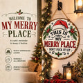 Vintage Merry Place Christmas Hanging Sign
