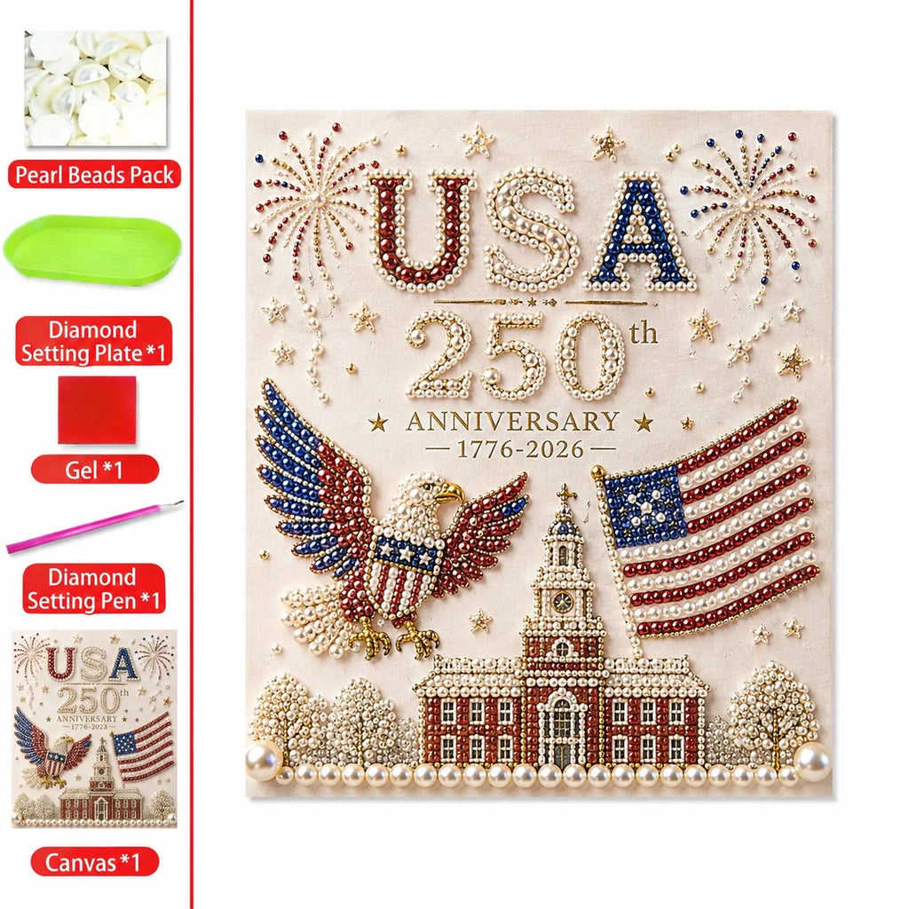 🔥LAST DAY 50% OFF - 🇺🇸 USA 250th Anniversary DIY Pearl Painting Kit ✨❤️‍🔥