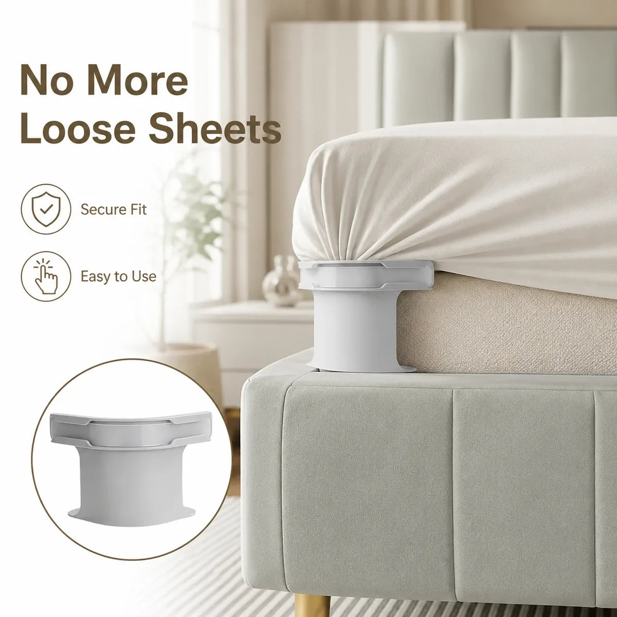 😴Secure Fit Sheet Holders – Wrinkle-Free. Slip-Free Bed