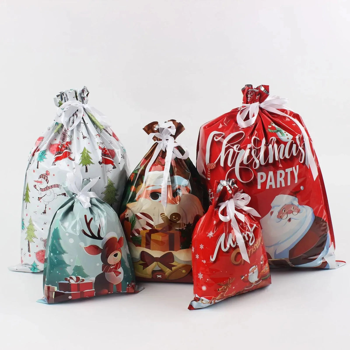 Christmas Drawstring Gift Bags – Set of 15