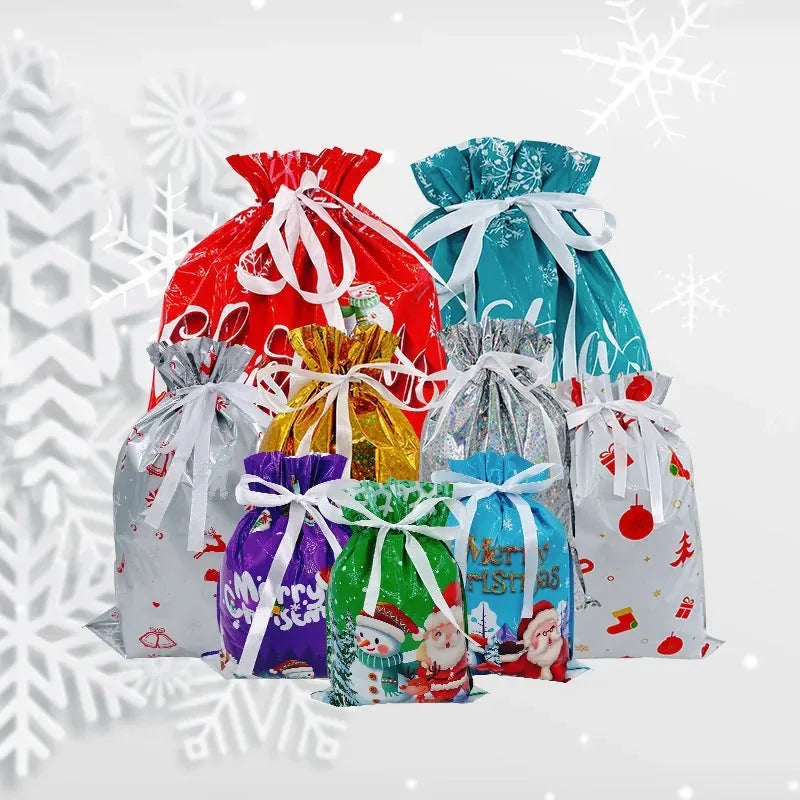 Christmas Drawstring Gift Bags – Set of 15