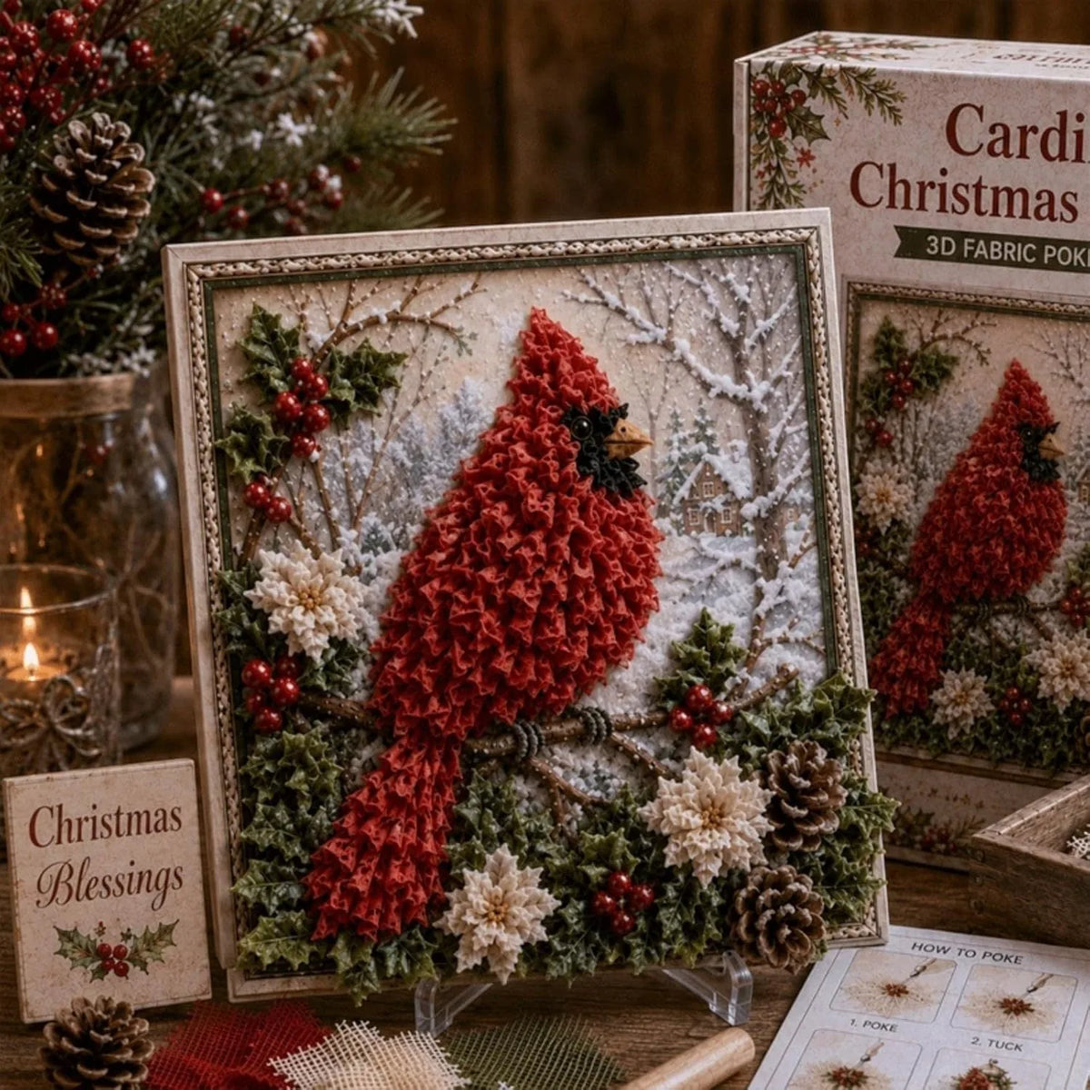 3D Christmas Fabric Poke Art Frame Kit