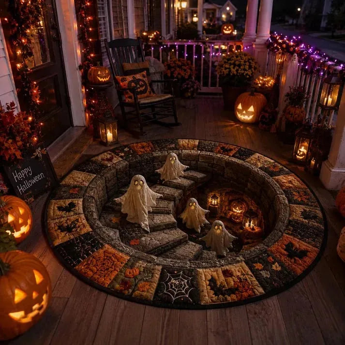 🔥 Flash Sale - 3D Haunted Stairway Round Halloween Rug