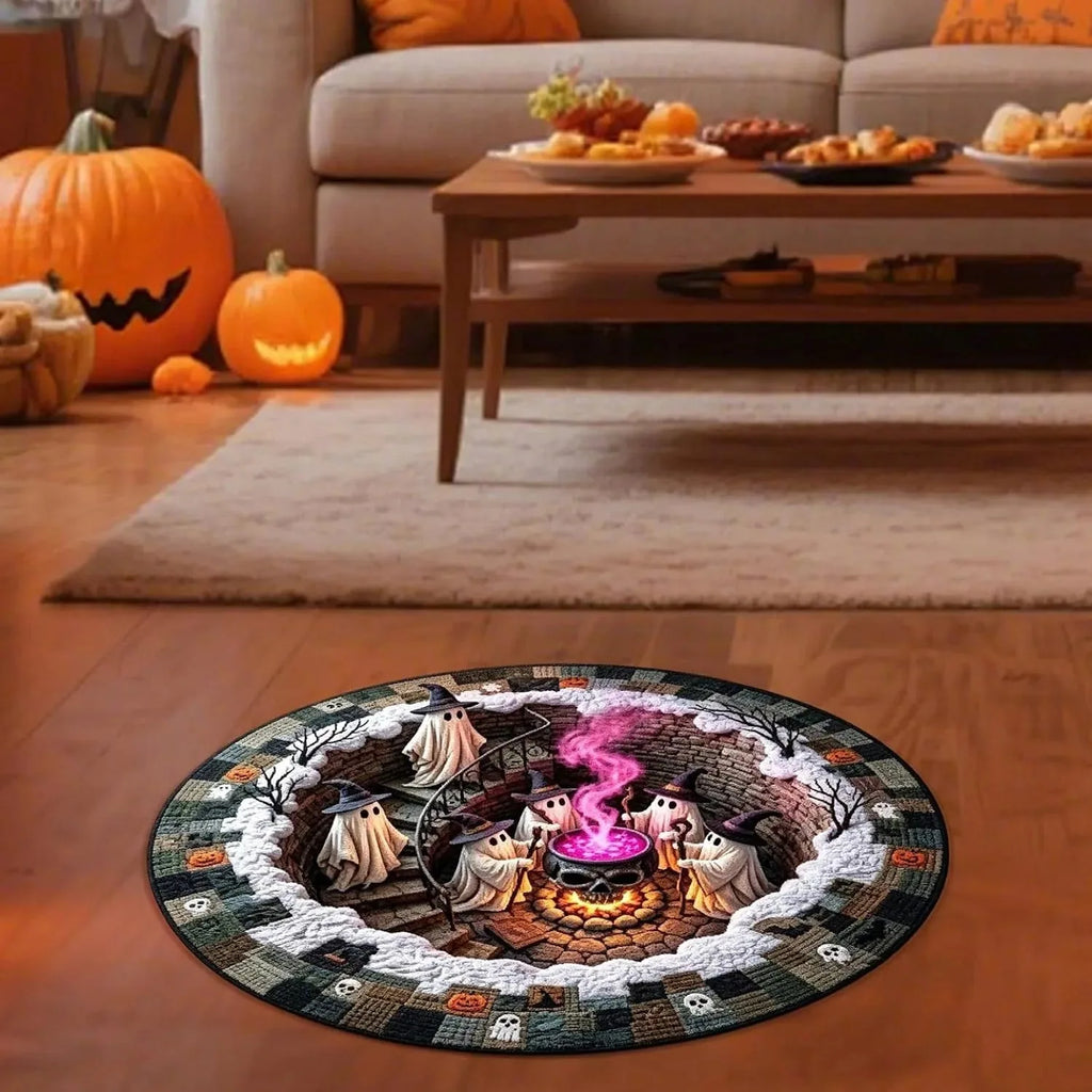 🔥 Flash Sale - 3D Haunted Stairway Round Halloween Rug