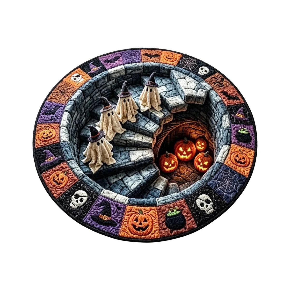 🔥 Flash Sale - 3D Haunted Stairway Round Halloween Rug