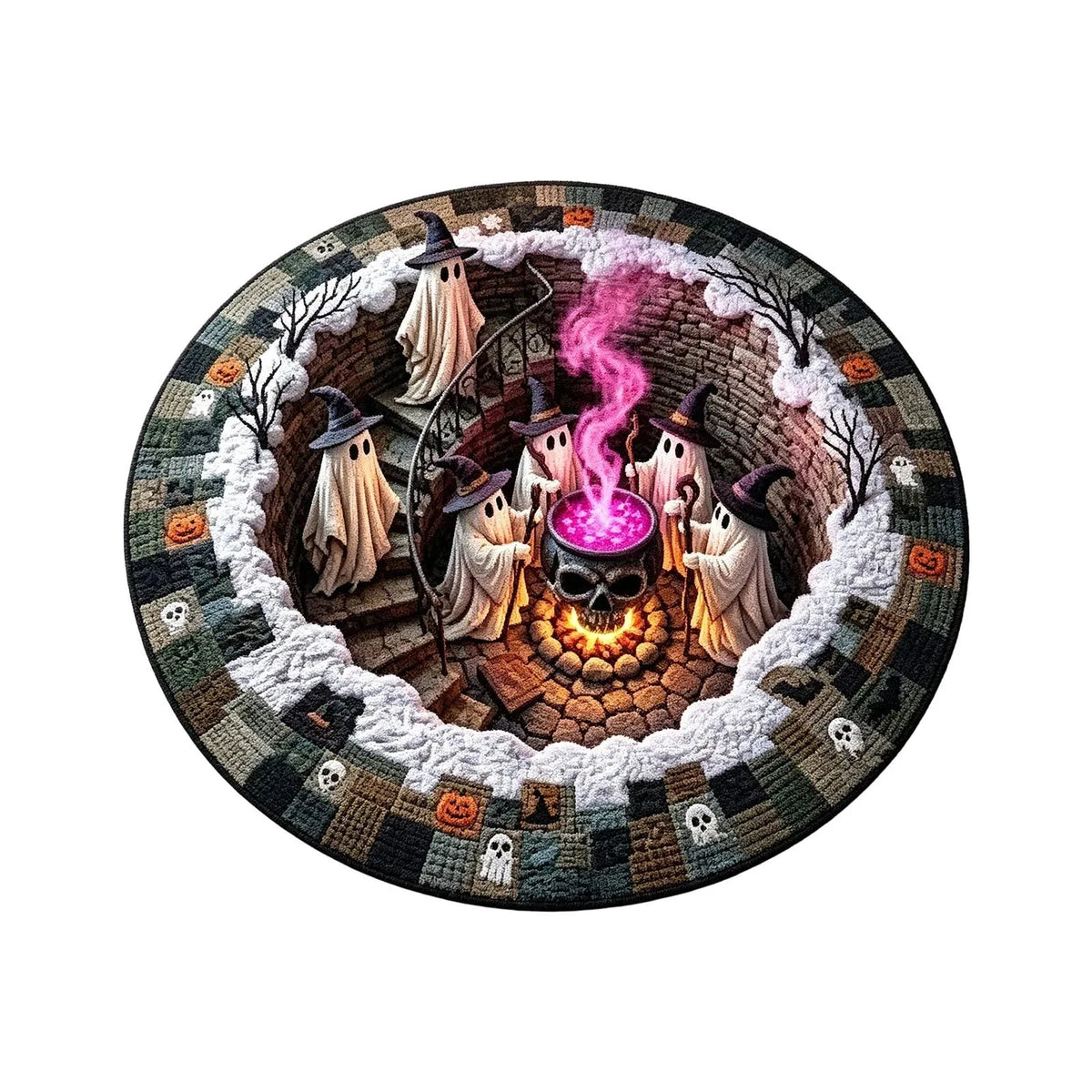 🔥 Flash Sale - 3D Haunted Stairway Round Halloween Rug