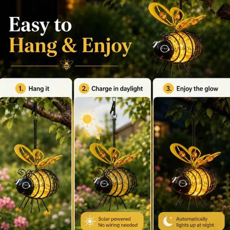 Solar Hanging Bee Garden Lights – 2 Pack