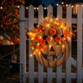 🎃✨ Lighted Burlap Pumpkin Wreath