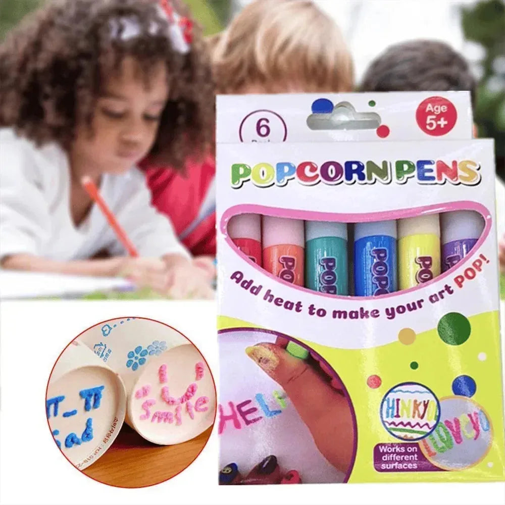 Magic Puffy Popcorn Drawing Pens – 12 Pack