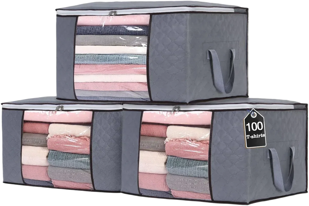 90L Clothes Storage Bags Clothing Organizers with Reinforced Handles