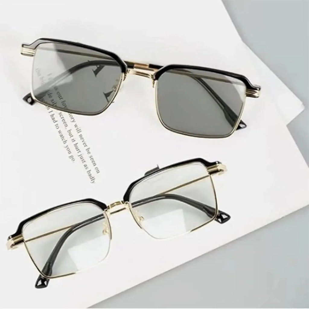 Black & Gold Semi-Rimless Crystal Clear Focus Reading Glasses