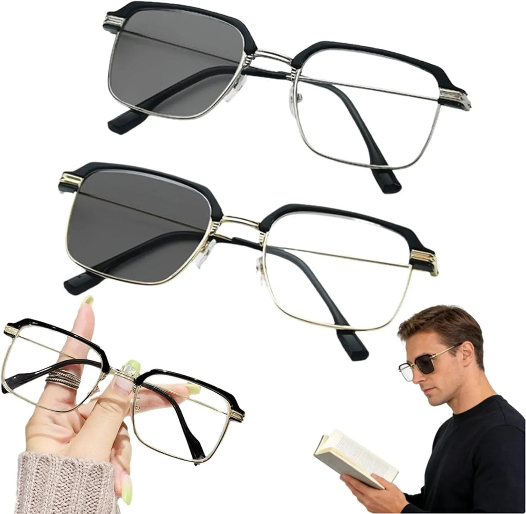 Black & Gold Semi-Rimless Crystal Clear Focus Reading Glasses