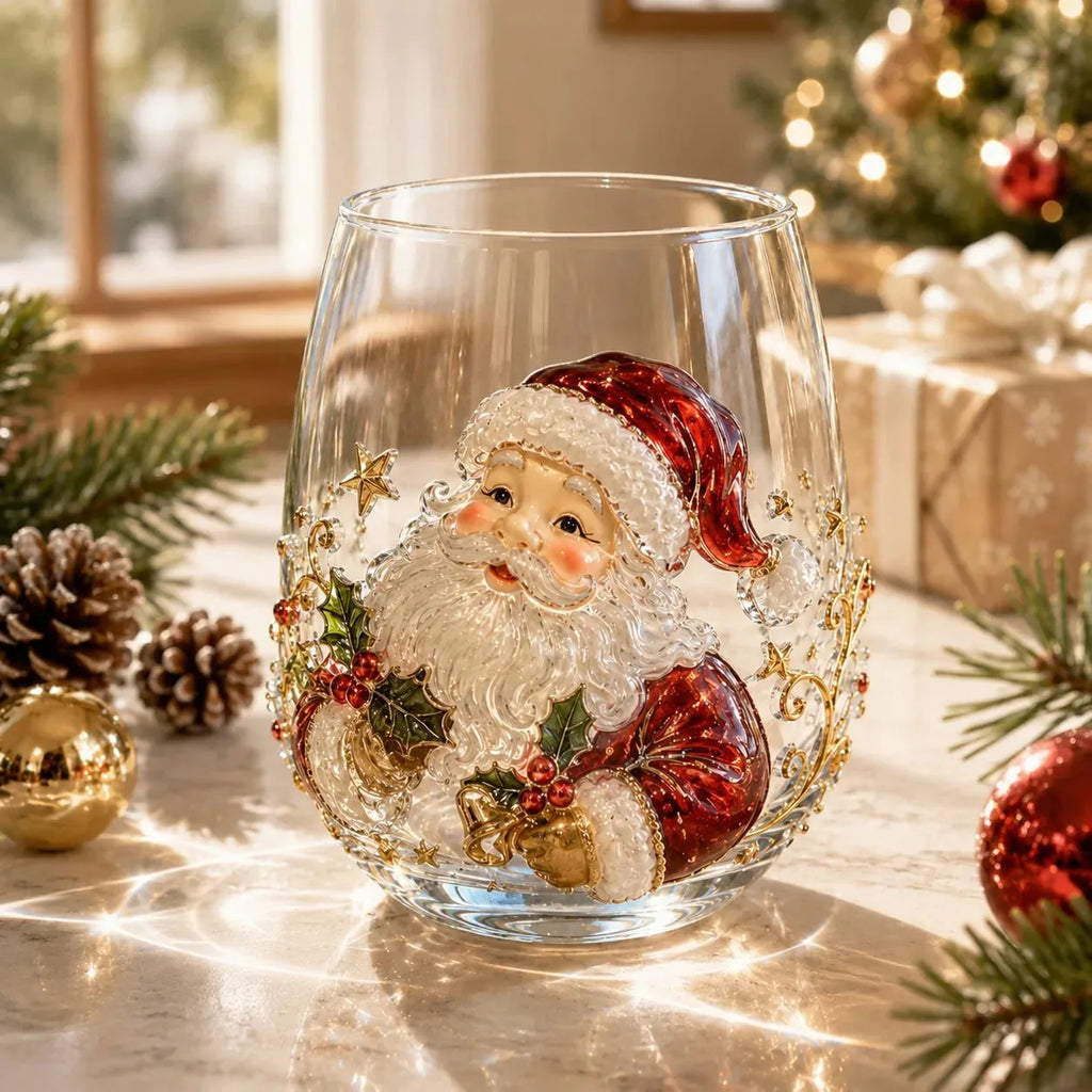 🔥 Flash Sale -  Raised 3D Christmas Art Glass Cup
