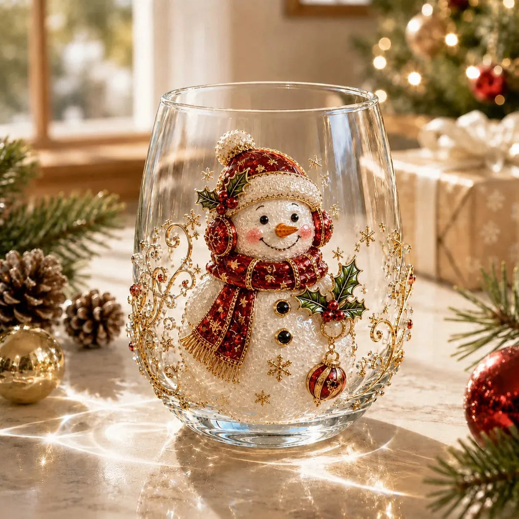 🔥 Flash Sale -  Raised 3D Christmas Art Glass Cup