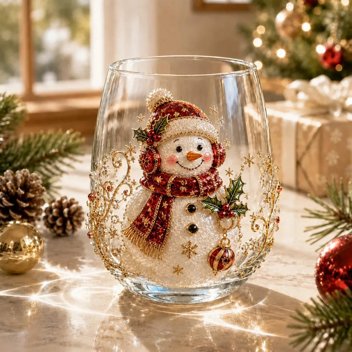 🔥 Flash Sale -  Raised 3D Christmas Art Glass Cup