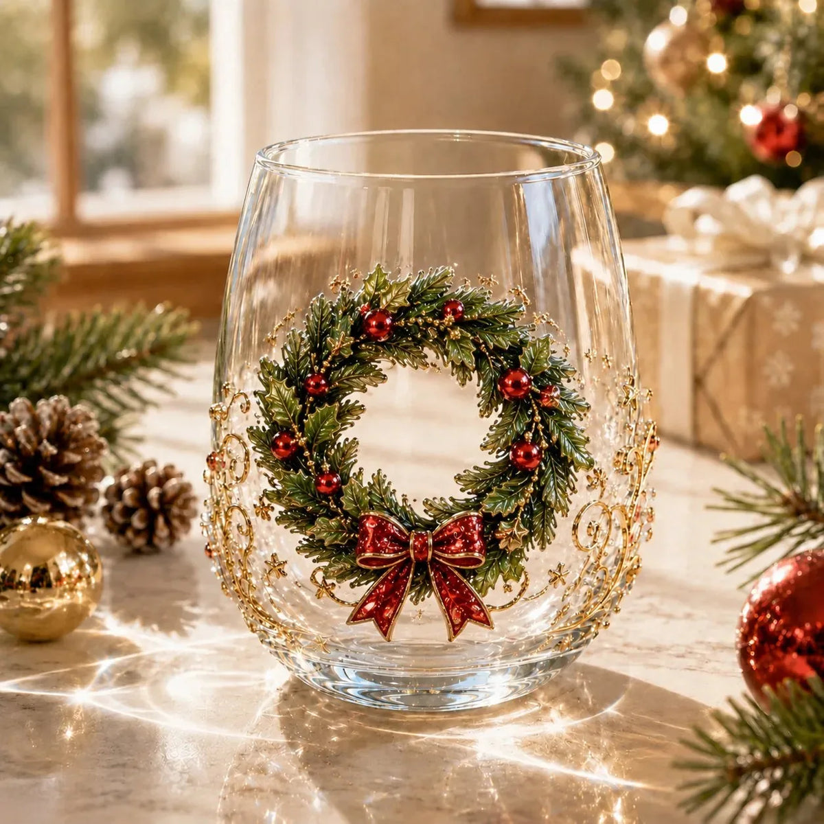 🔥 Flash Sale -  Raised 3D Christmas Art Glass Cup