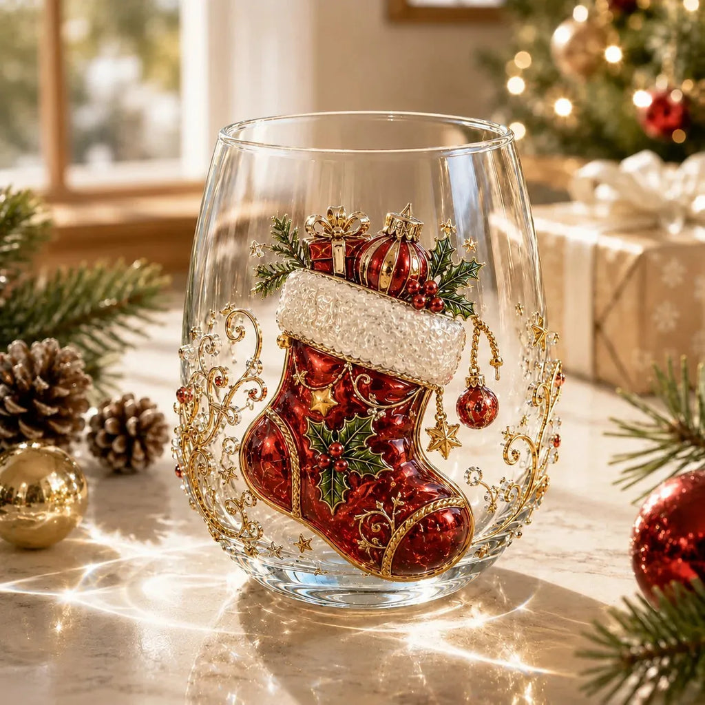 🔥 Flash Sale -  Raised 3D Christmas Art Glass Cup
