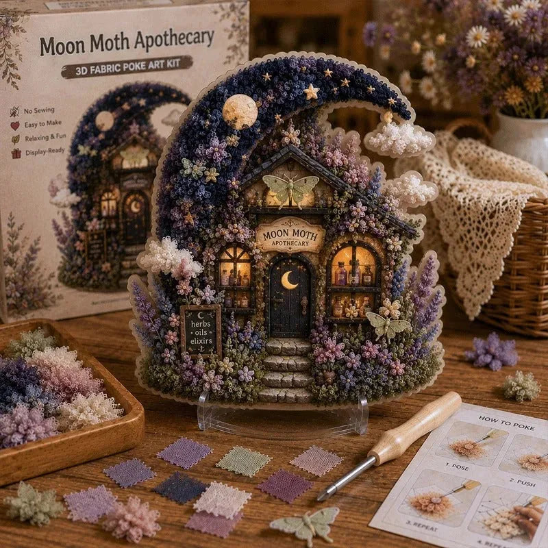 Whimsical Village Fabric Poke Art DIY Kit