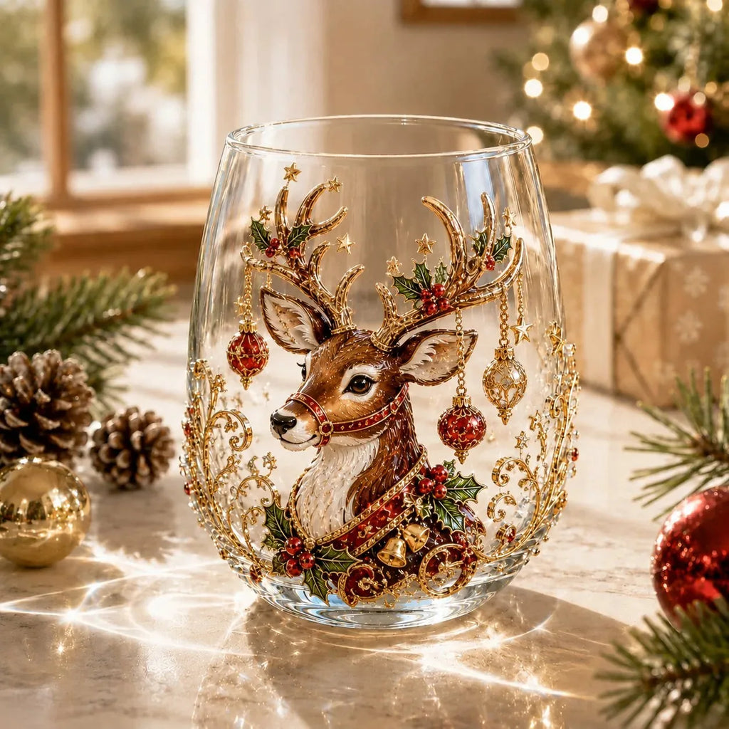 🔥 Flash Sale -  Raised 3D Christmas Art Glass Cup