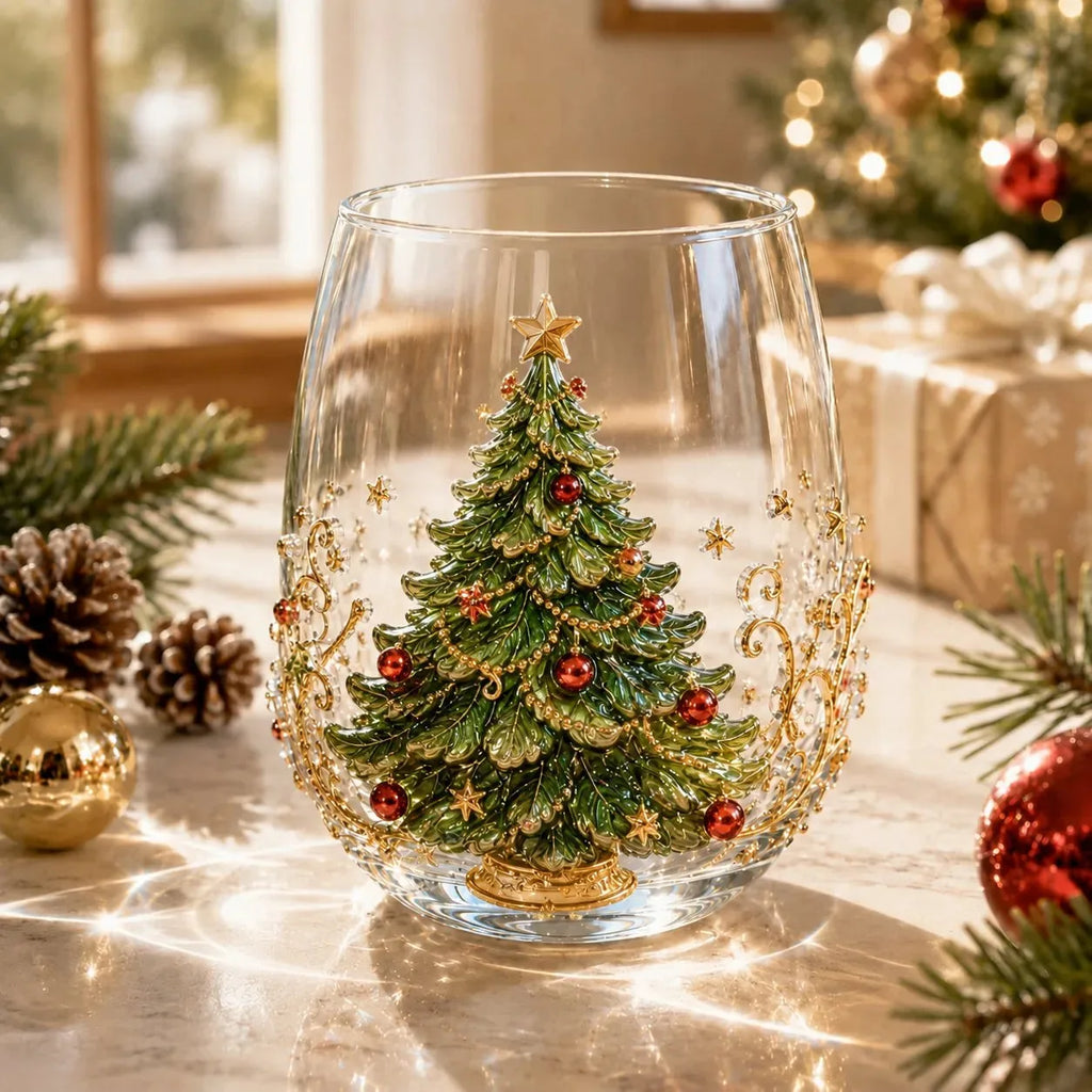🔥 Flash Sale -  Raised 3D Christmas Art Glass Cup