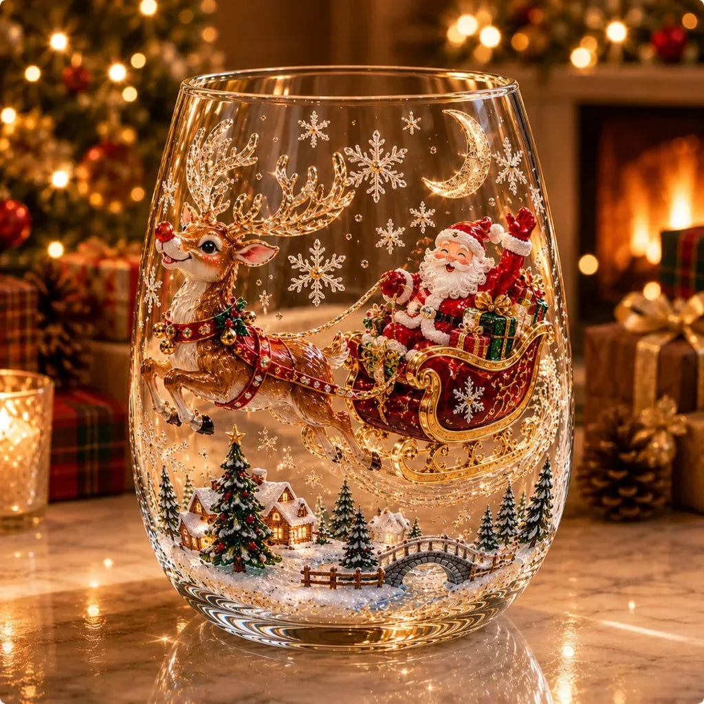 🔥 Flash Sale -  Raised 3D Christmas Art Glass Cup