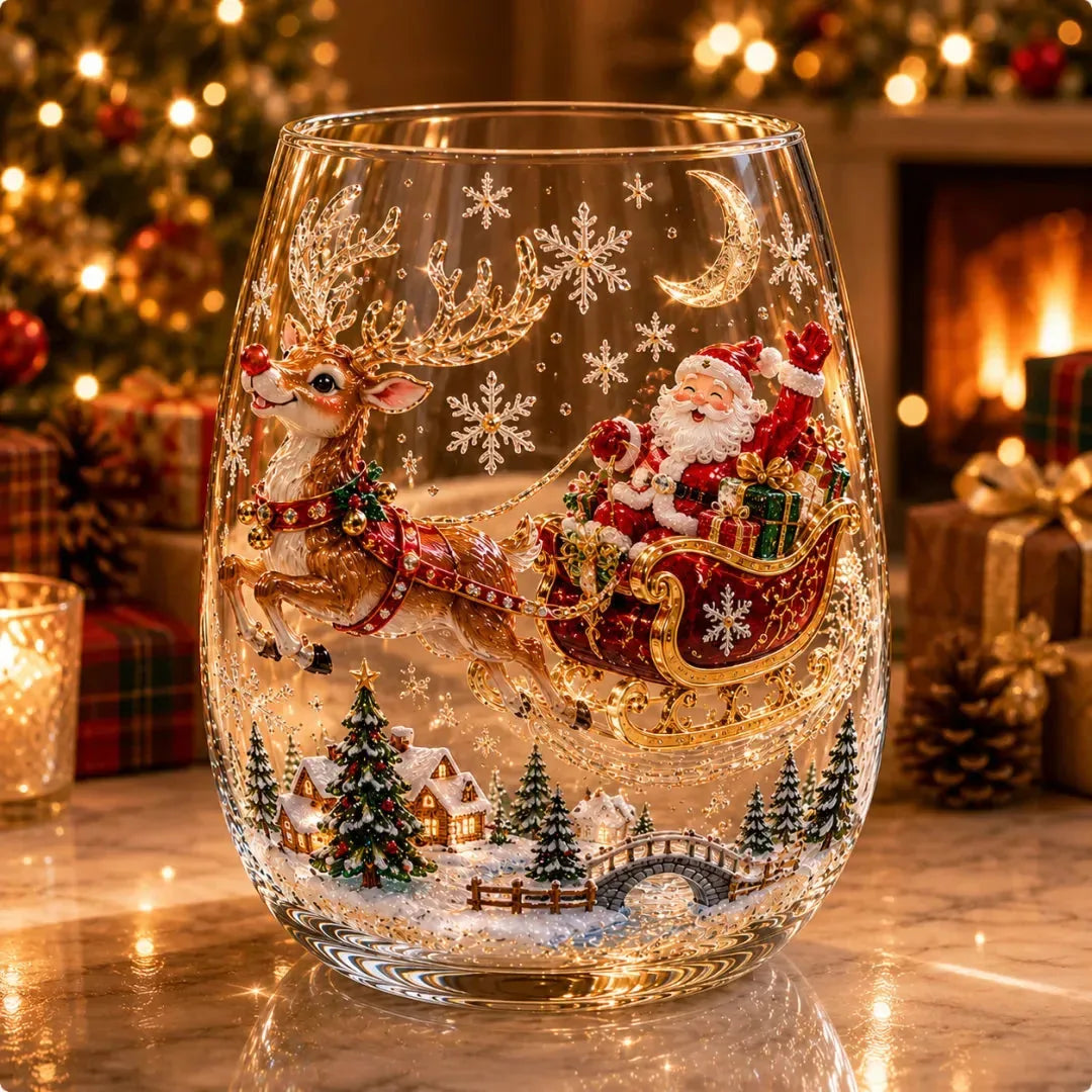 🔥 Flash Sale -  Raised 3D Christmas Art Glass Cup