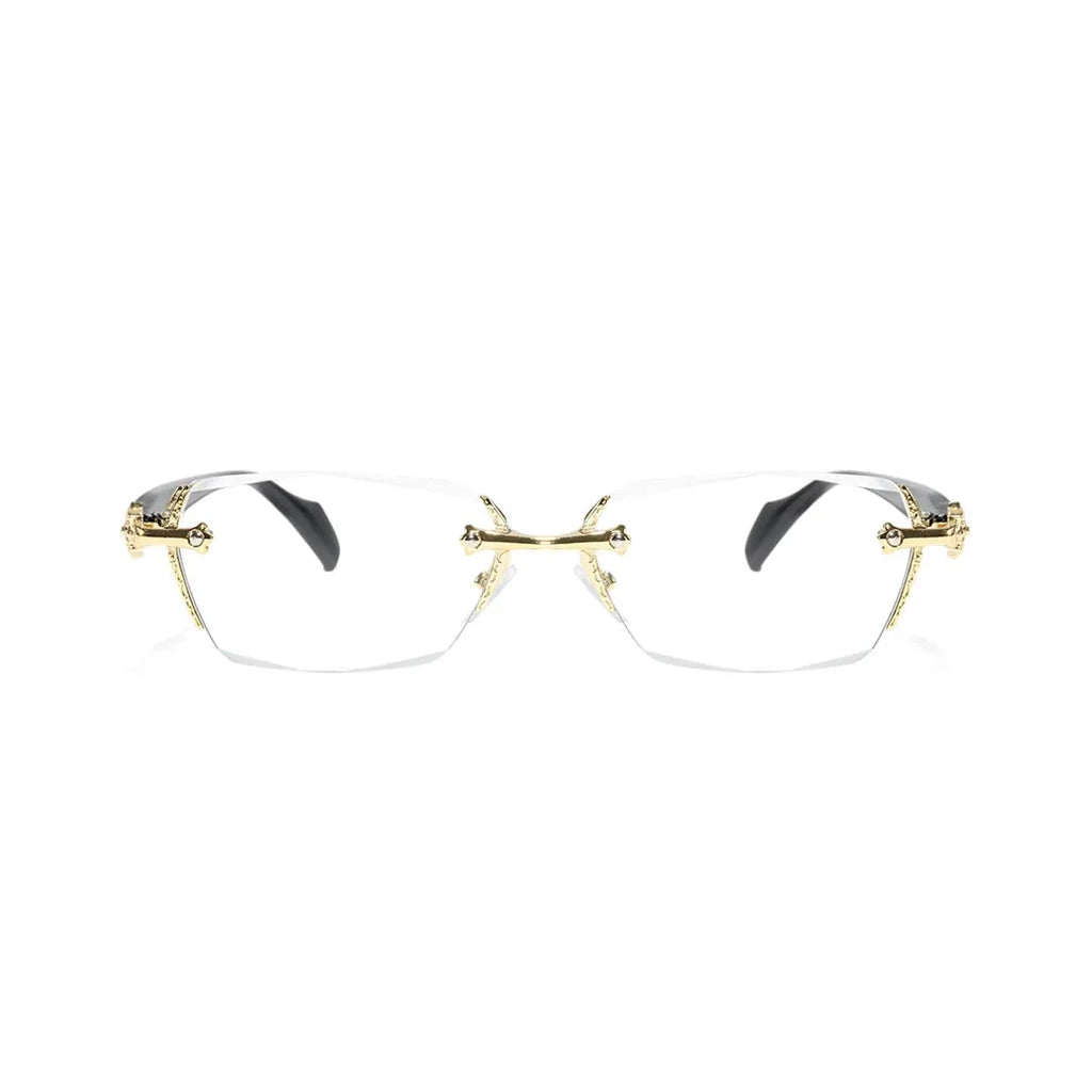 Rimless Metal Anti-Blue Light Reading Glasses 2 Pcs