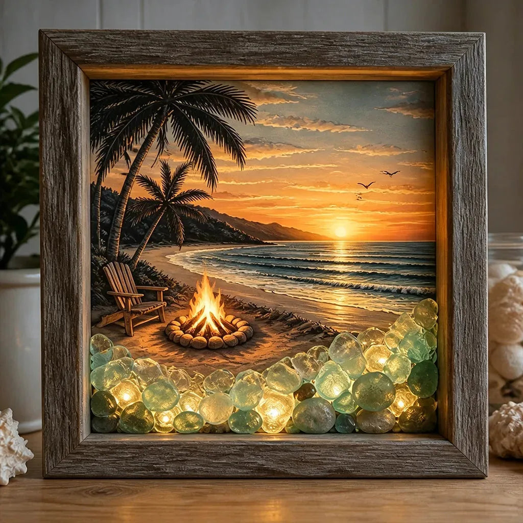 Coastal Lighthouse Glass Shadow Box Night Light