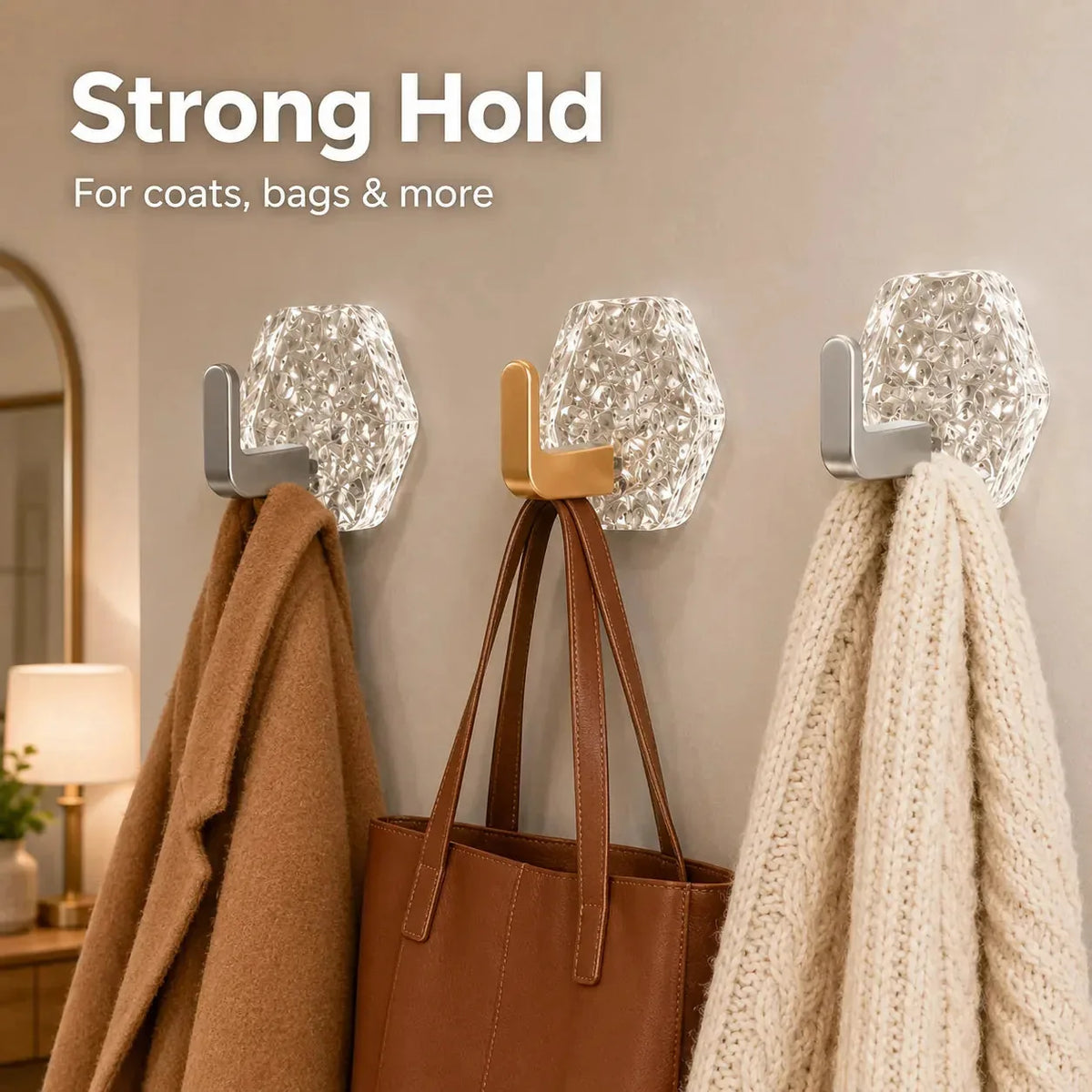 🏠✨10-Pack Heavy-Duty Adhesive Hooks – Strong Hold. No Drilling