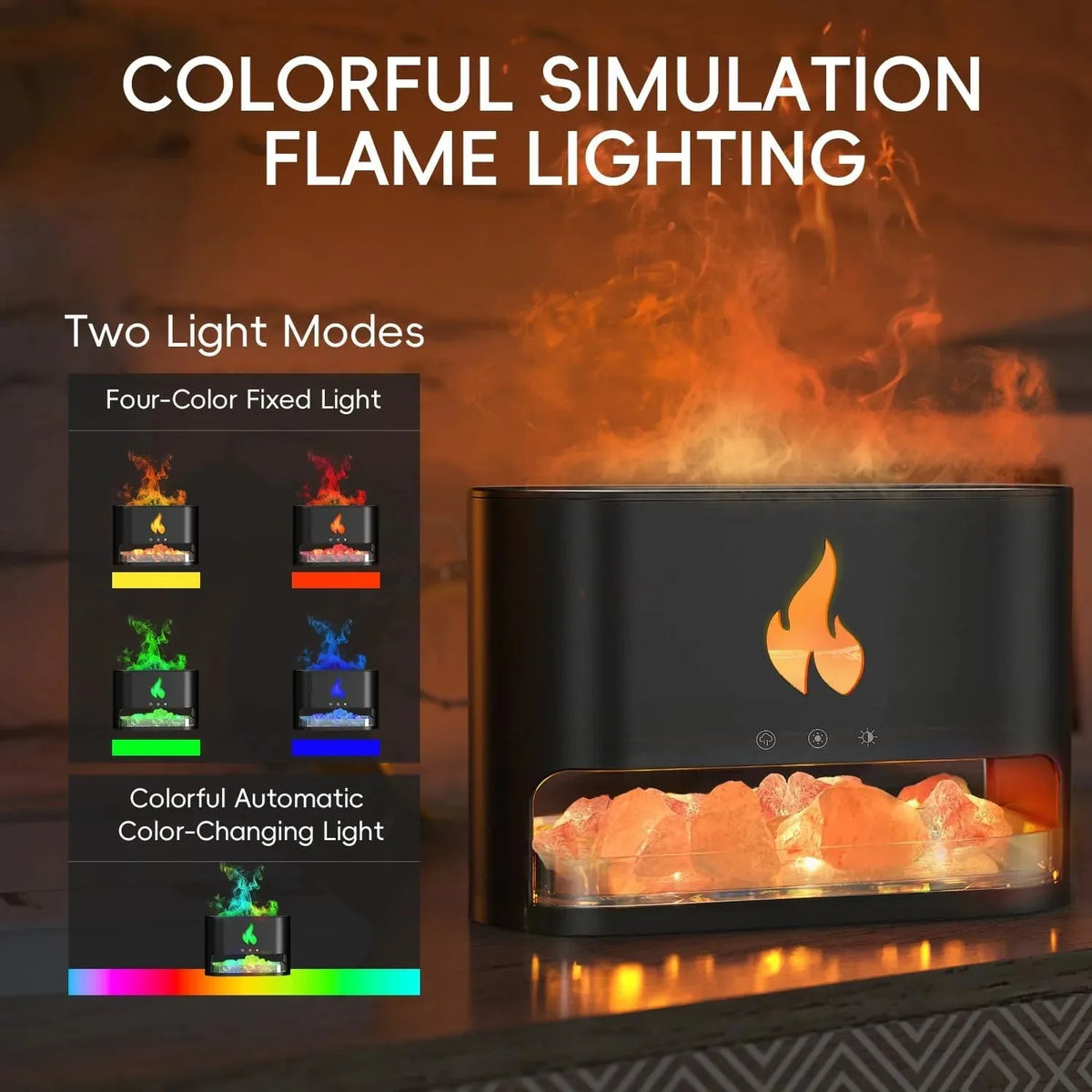 Himalayan Salt Fireplace Humidifier Lamp