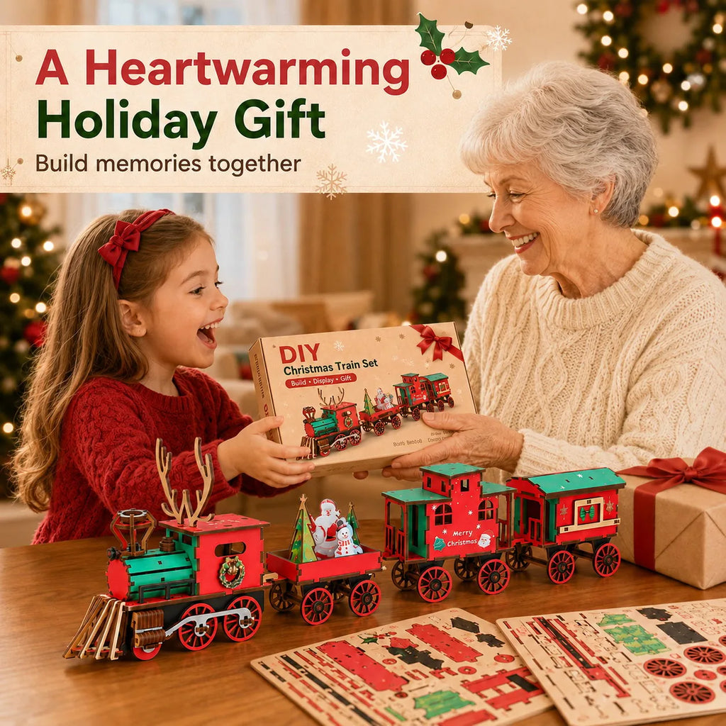 DIY Christmas Wooden Train 3D Puzzle Kit